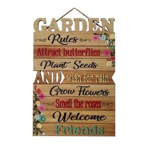 Garden Rules Wood Wall Large Sign by Ashland
